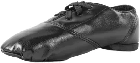 missfiona Jazz Shoes Women Black Dance Boots PU Leather Lace Up Ballroom Oxford Sneakers