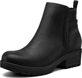 mysoft Women's Elastic Gore Lug Sole Chelsea Boots Slip On Platform Chunky Heel Ankle Booties