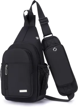 O-TBOST Waterproof Sling Bag Crossbody Backpack Unisex Chest Bags for Women Men Hiking Daypack Casual Lightweight Fanny Pack (black)