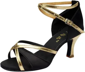 oiangi Women's Latin Dance Shoes Satin Professional Ballroom Salsa Practice Performance Dance Shoes