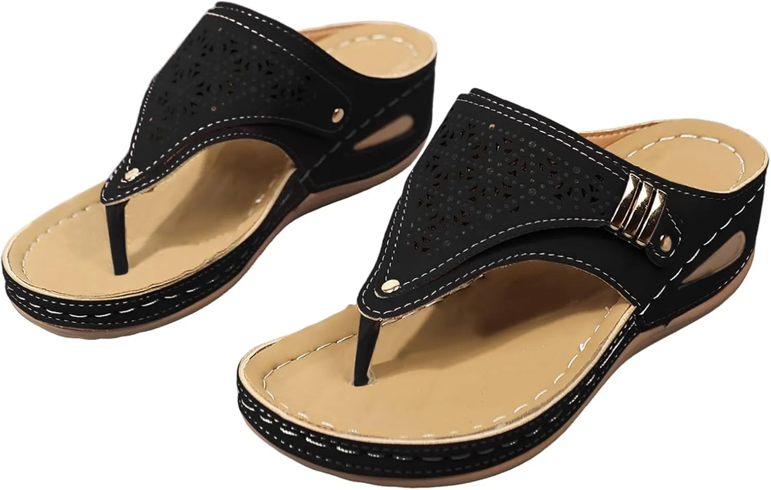 Orthopedic Sandals for Women, Women's Wide Width Flat Sandals with Arch Support, Wedge & Flip Flops, Casual Gladiator Sandals in Faux Leather & Leather, Open Toe, Spring, Summer & Fall
