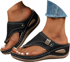 Orthopedic Sandals for Women, Women's Wide Width Flat Sandals with Arch Support, Wedge & Flip Flops, Casual Gladiator Sandals in Faux Leather & Leather, Open Toe, Spring, Summer & Fall
