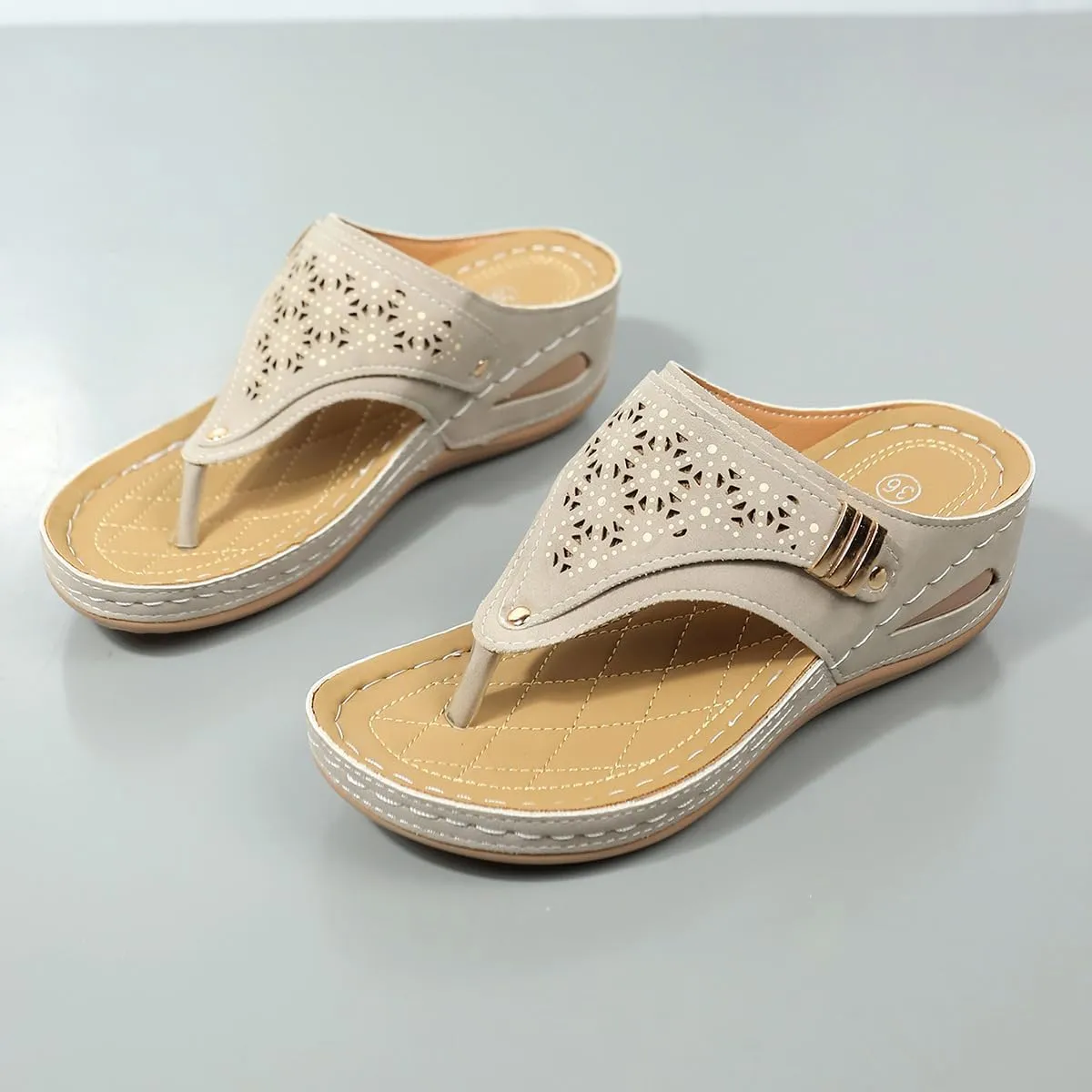 Orthopedic Sandals for Women,2025 Arch Support Wedge Casual Comfortable Orthopedic Flat Open Toe Platform Non-Slip Summer Beach Sandals Dress Shoes
