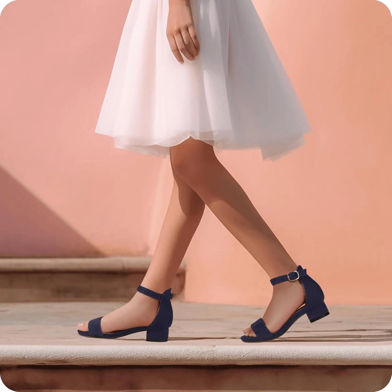 PANDANINJIA Girls Dress Shoes Toddler Kids Heels Sandals Ankle Strap Wedding Party Phoebe Flower Girl Shoes