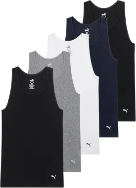 PUMA Men's 5 Pack Cotton Rib Tank Top