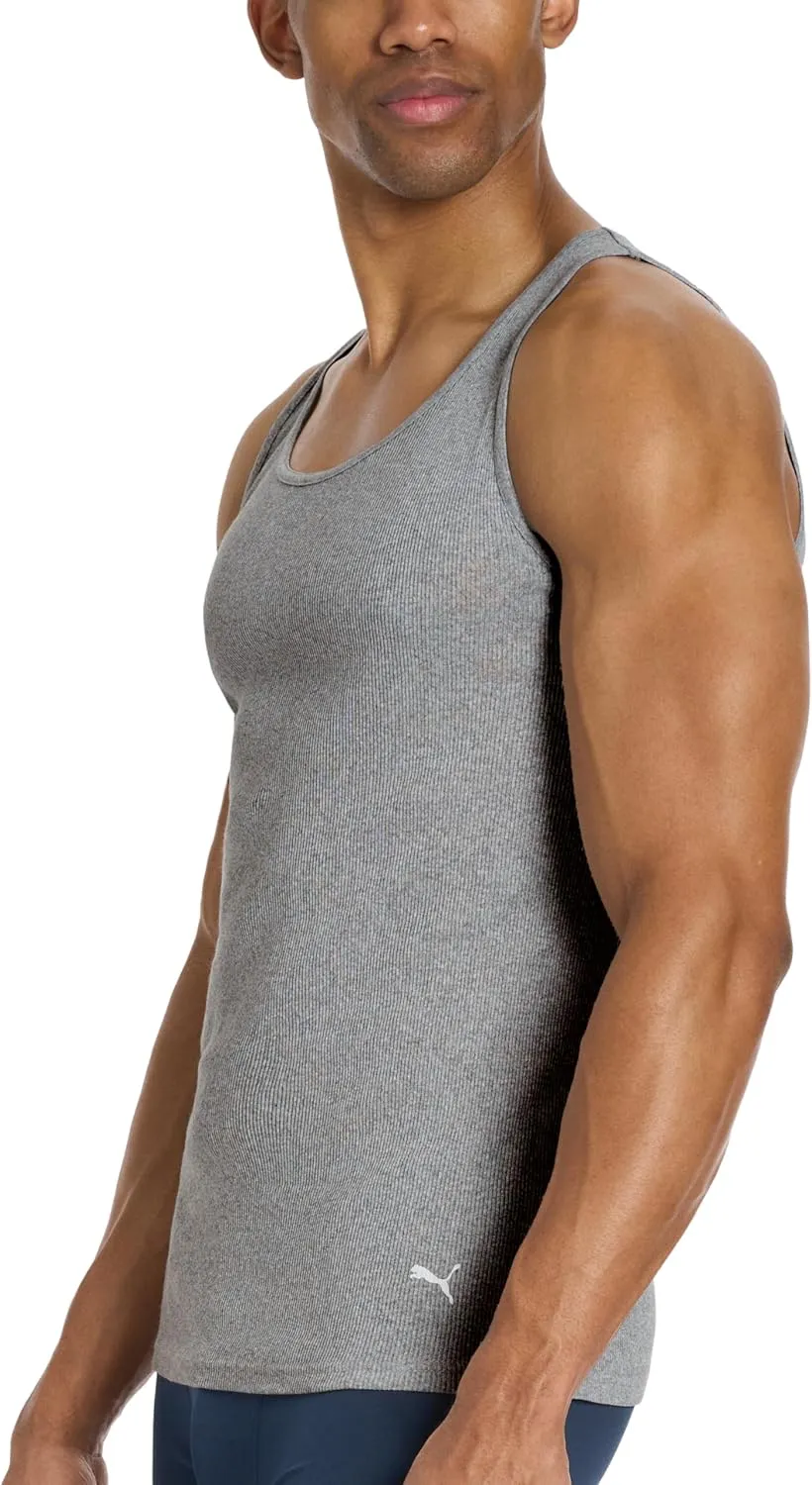 PUMA Men's 5 Pack Cotton Rib Tank Top