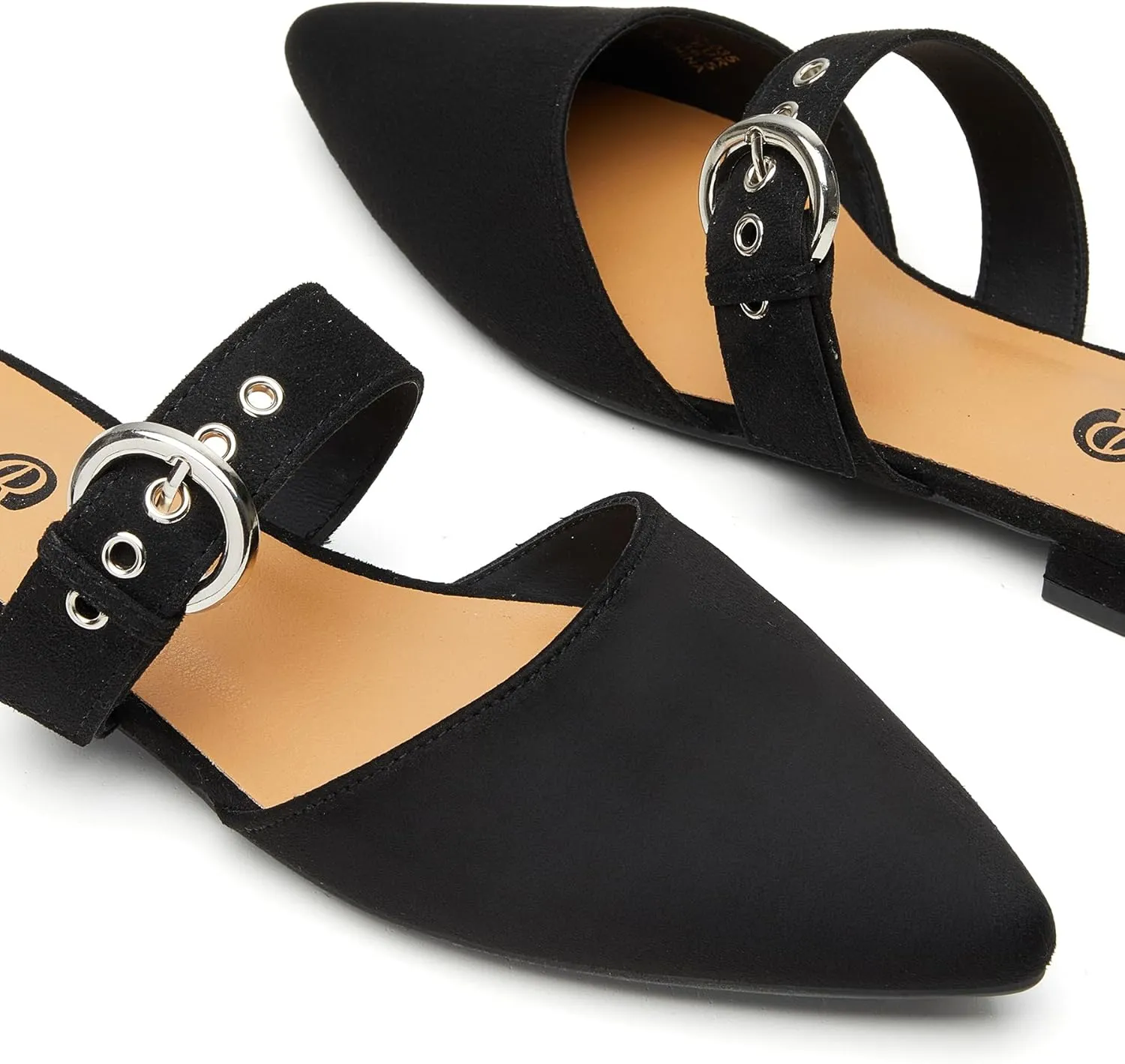 Rekayla Mules for Women Adjustable Strap Pointed Toe Backless Loafer Shoes