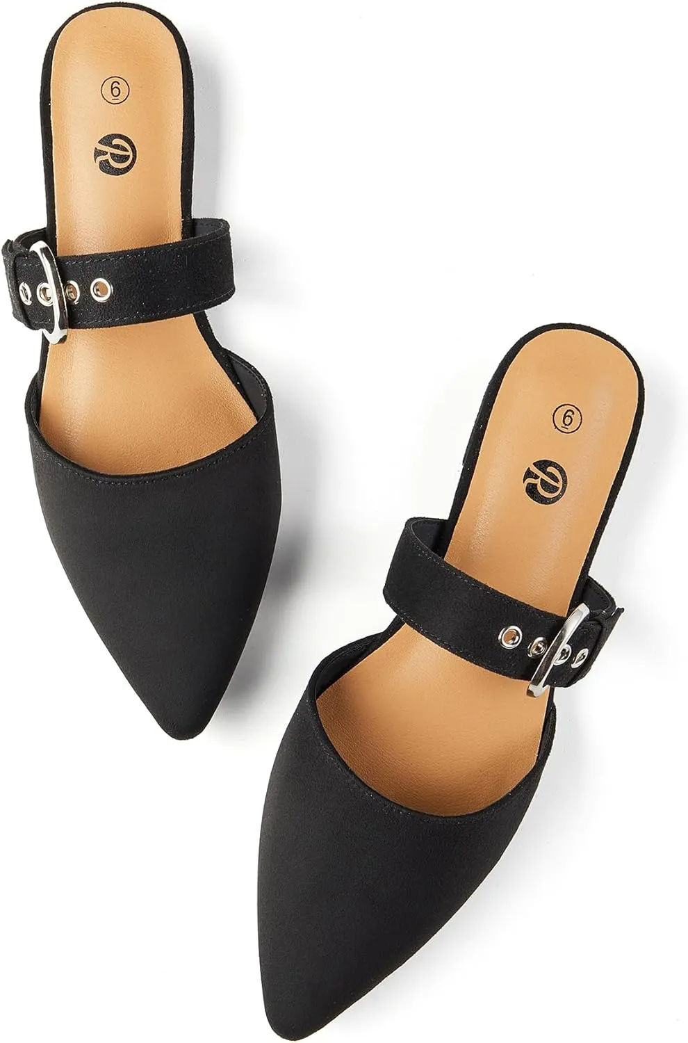 Rekayla Mules for Women Adjustable Strap Pointed Toe Backless Loafer Shoes