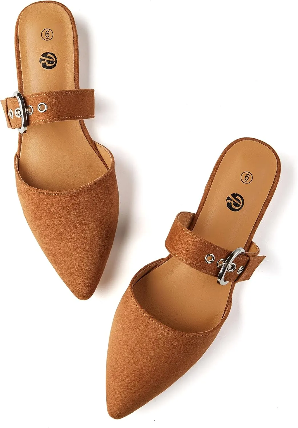 Rekayla Mules for Women Adjustable Strap Pointed Toe Backless Loafer Shoes