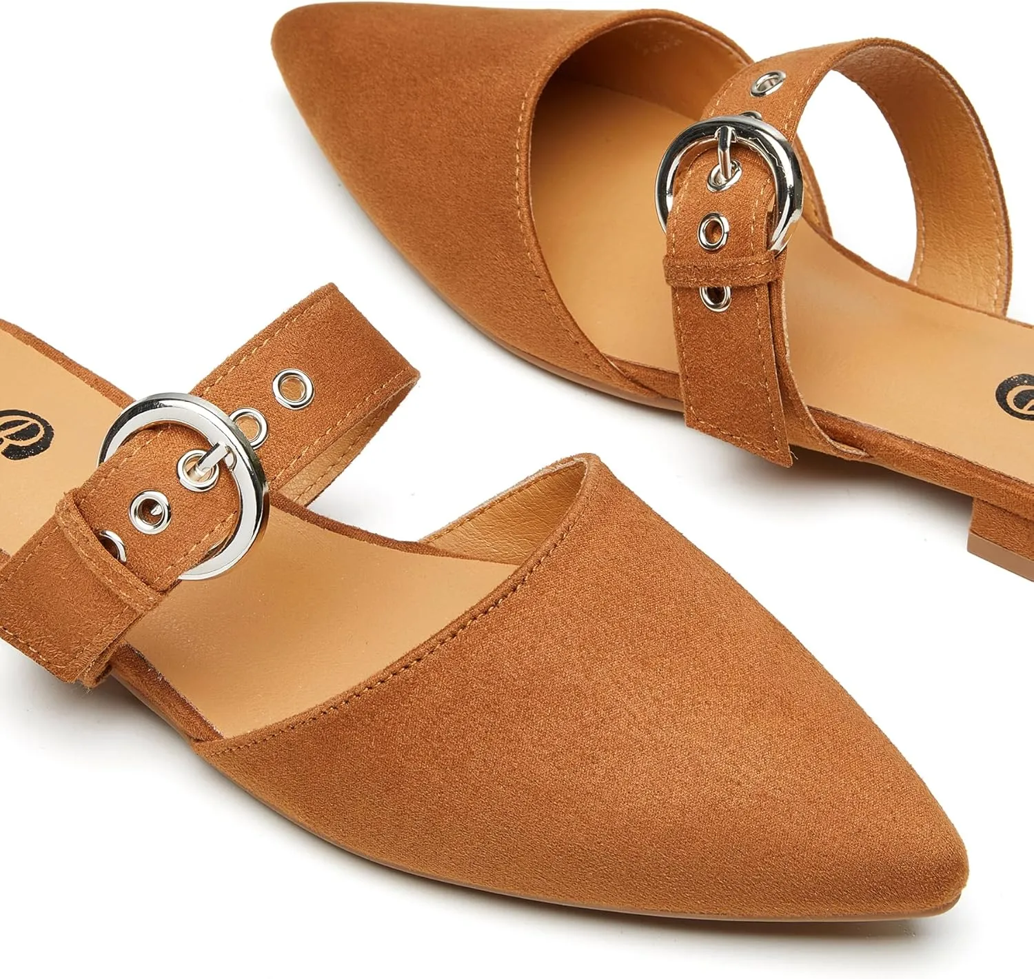 Rekayla Mules for Women Adjustable Strap Pointed Toe Backless Loafer Shoes