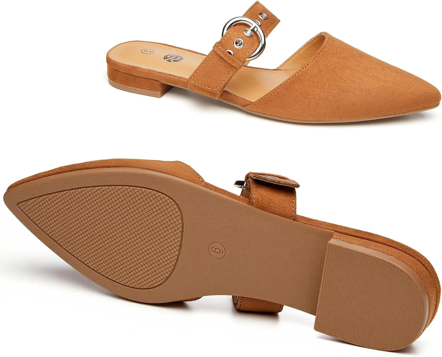 Rekayla Mules for Women Adjustable Strap Pointed Toe Backless Loafer Shoes