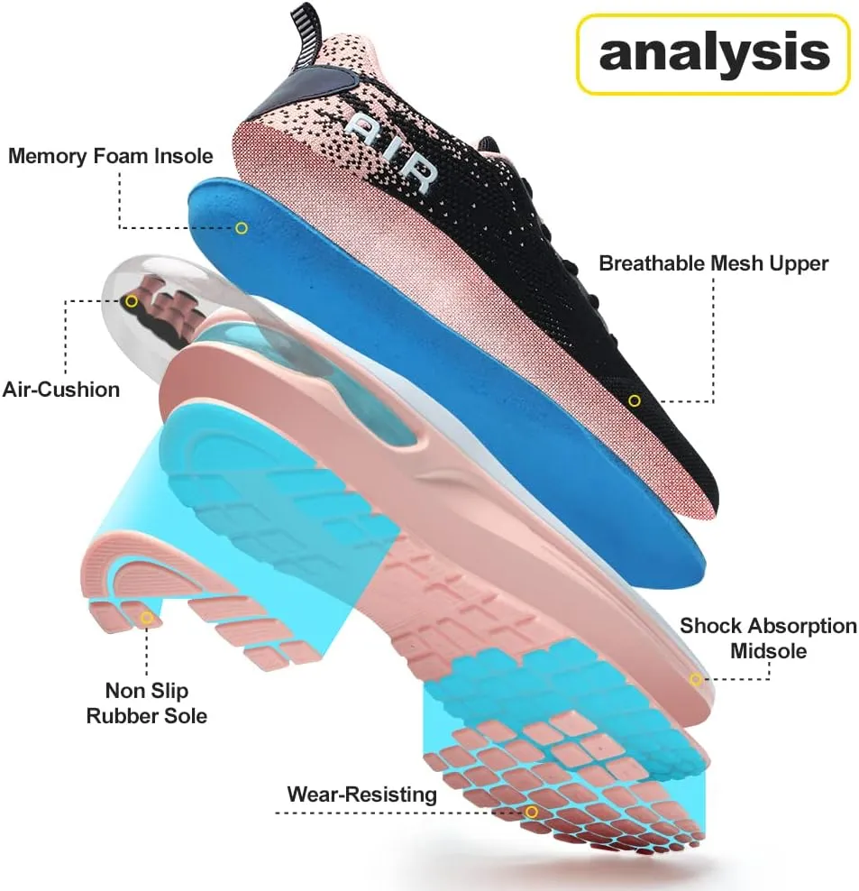 RUMPRA Women Sneakers Lightweight Air Cushion Gym Fashion Shoes Breathable Walking Running Athletic Sport