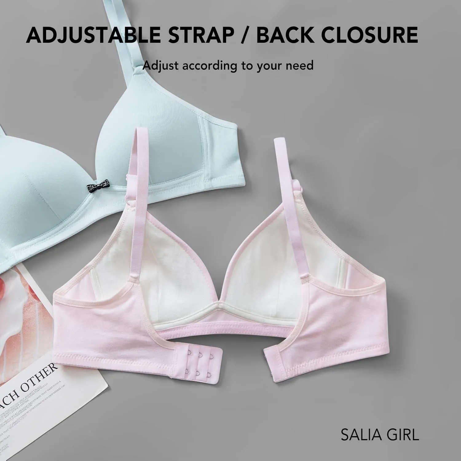 SALIA GIRL Soft Padded Bras for Girls & Teens 12-14, No Wires Cotton Developed Training Bras
