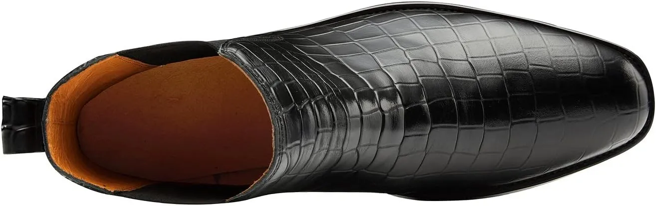 Santimon Men's Chelsea Boots Crocodile Print Leather Business Casual Slip On Mens Formal Dress Boots