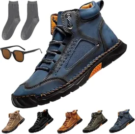 Sawbehind Men's Comfortable Handmade Leather Boots, Outdoor Sawbehind Leather Boots Wide, Waterproof, Arch Support