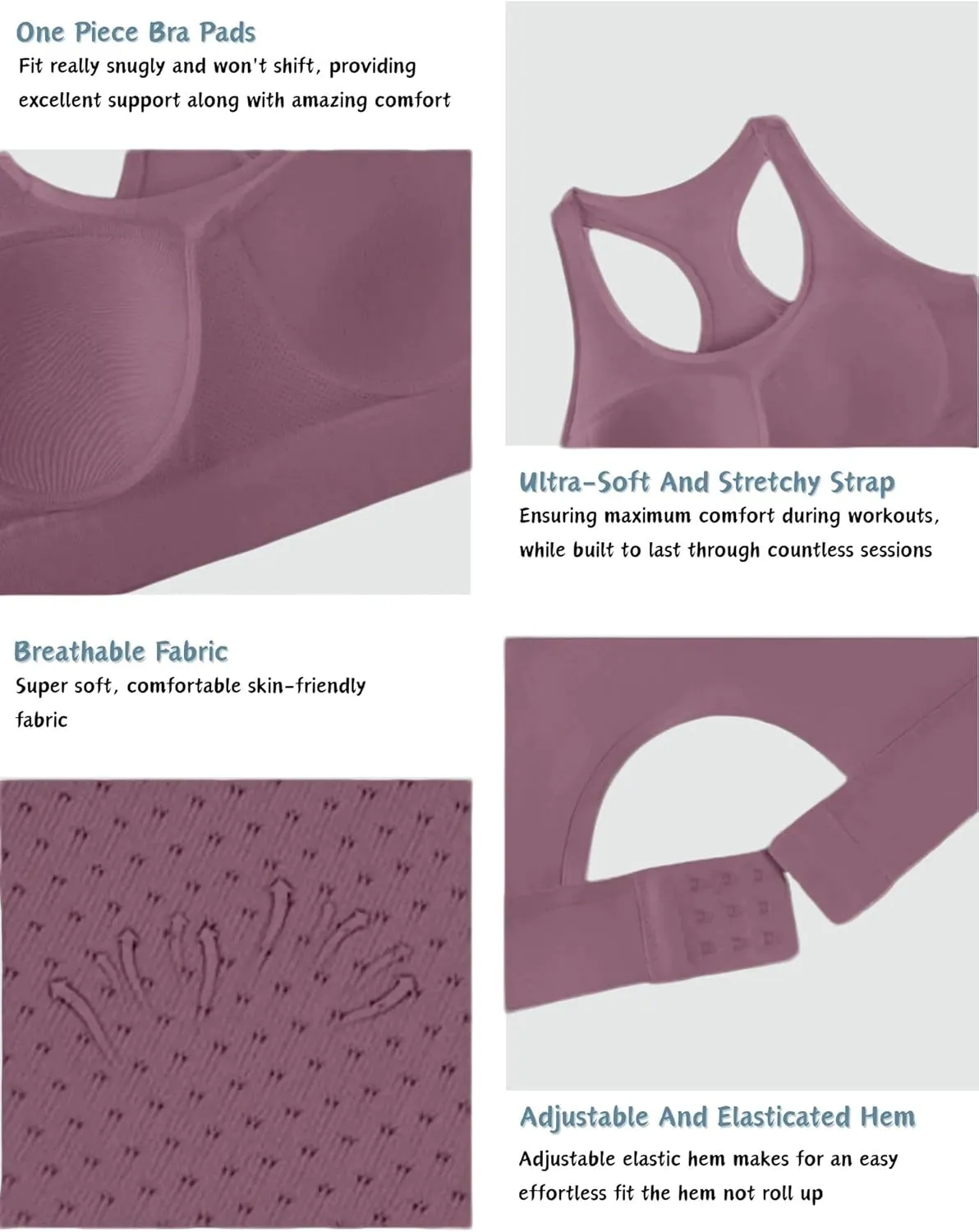 Sports Bras for Women High Support, Adjustable High Impact Sports Padded Seamless Scoop Neck Comfortable Bras