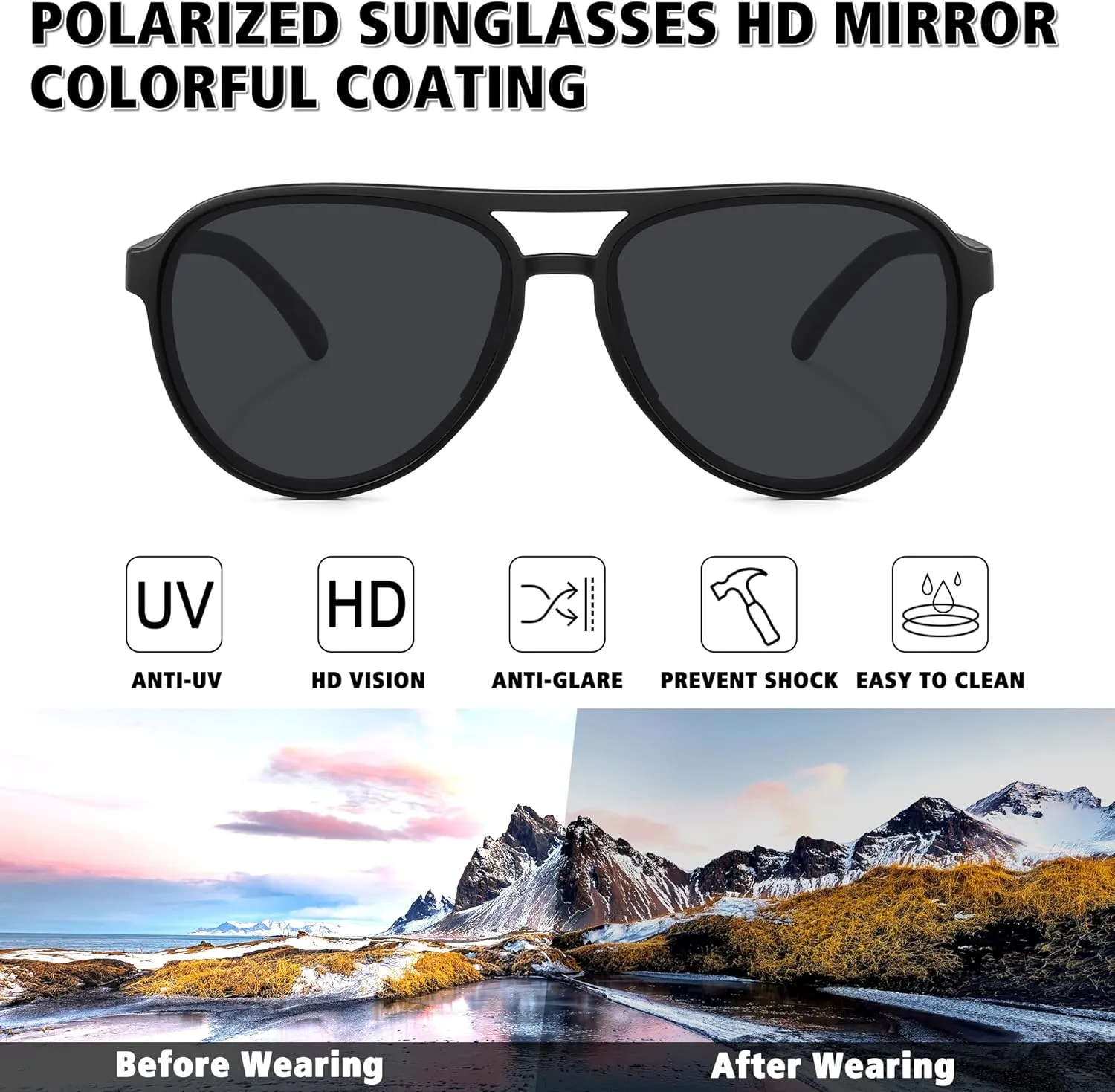 STORYCOAST Polarized Aviator Sunglasses for Men Women Classic Retro Aviators Sports Driving Running Sun Glasses