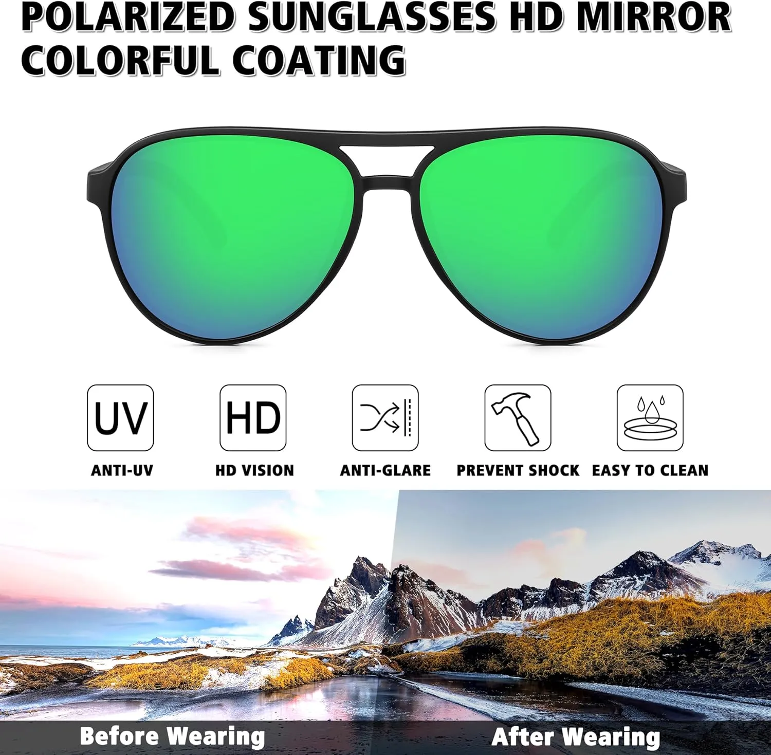 STORYCOAST Polarized Aviator Sunglasses for Men Women Classic Retro Aviators Sports Driving Running Sun Glasses