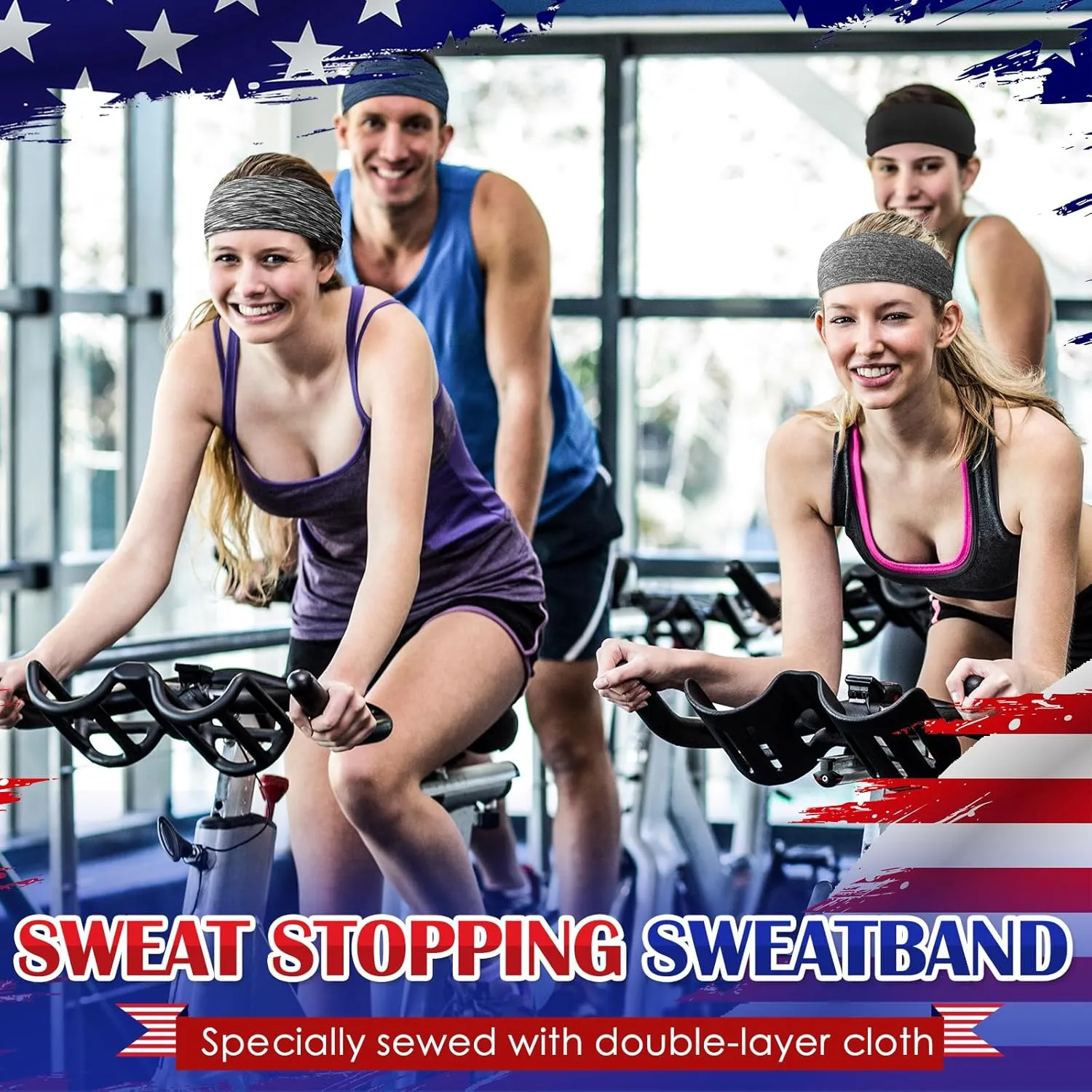 Suhine 18 Pcs Sport Sweatbands Headbands for Men Women Running Workout Headbands Nonslip Sweat Absorbing Sweatband Stretchy Unisex Bandana for Tennis Baseball Football Cycling Yoga