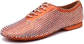 TDA Men's Comfort Standard Low Heel Soft Outsole Satin Studded Rhinestones Tango Ballroom Salsa Chacha Character Latin Modern Dance Shoes