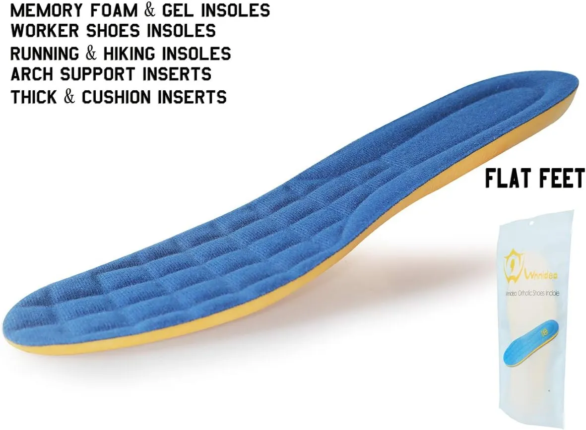 Thick Memory Foam Shoes Insert with Arch Support - Premium Cushioning Orthopedic Shoe Insoles for Heel Pain & Plantar Fasciitis, Running, Hiking, Working Men & Women (Blue Size 11.5)