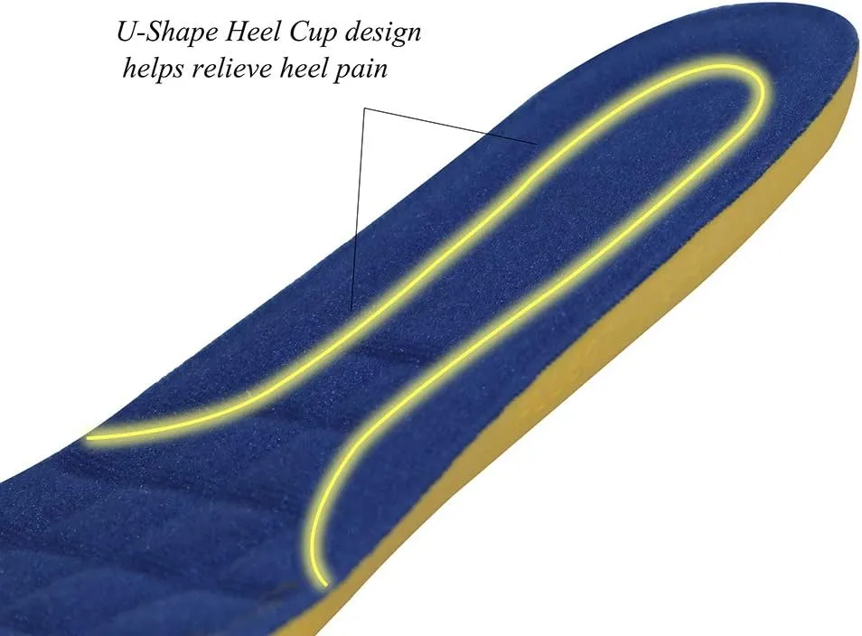 Thick Memory Foam Shoes Insert with Arch Support - Premium Cushioning Orthopedic Shoe Insoles for Heel Pain & Plantar Fasciitis, Running, Hiking, Working Men & Women (Blue Size 11.5)