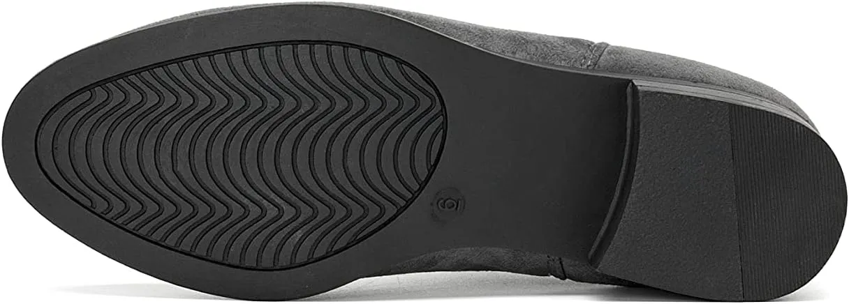 VJH confort Women's Slip on Ankle Boot, Western Almond Round Toe Low Heel Elastic Chelsea Bootie