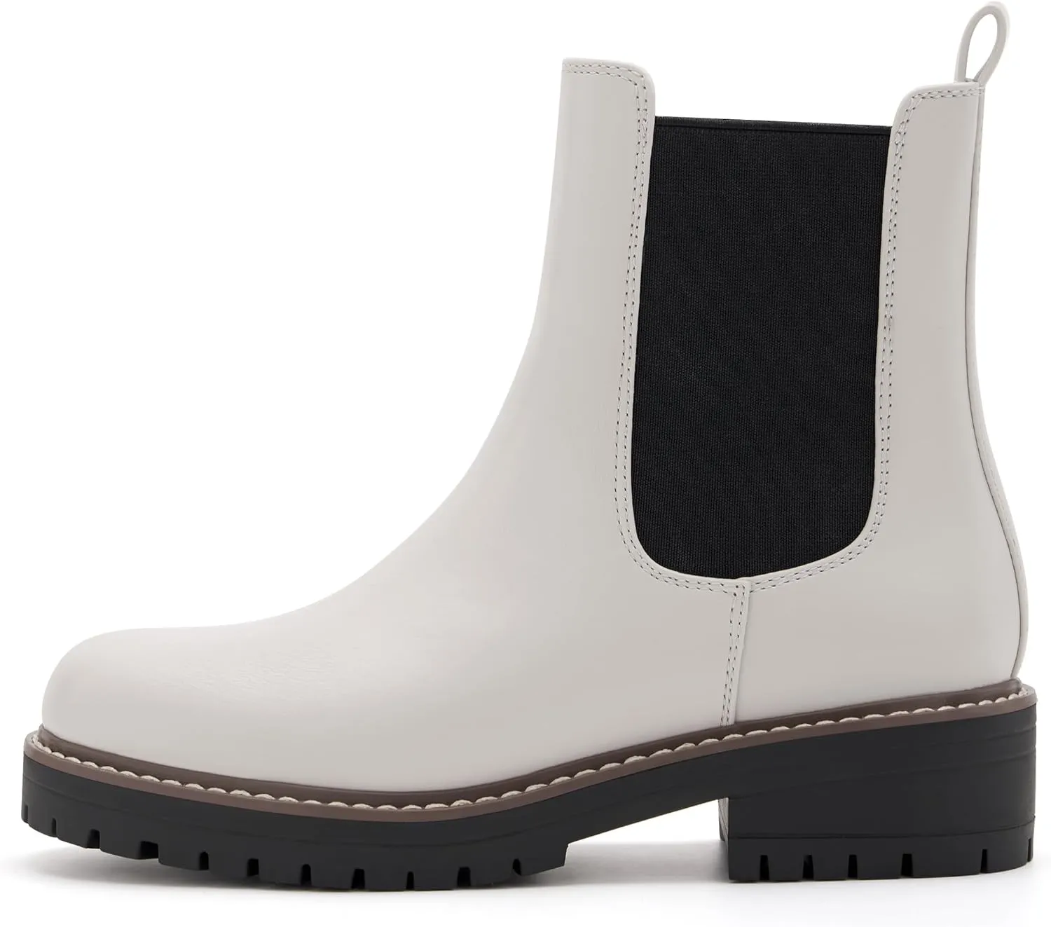 vodvob Women's Chelsea Boots Fashion Slip On Ankle Booties Casual Elastic Chunky Block Booties