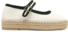 Women's Mary Jane Woven Espadrilles Ballet Flats for Women Outsole Canvas Summer Ballerina Flats.