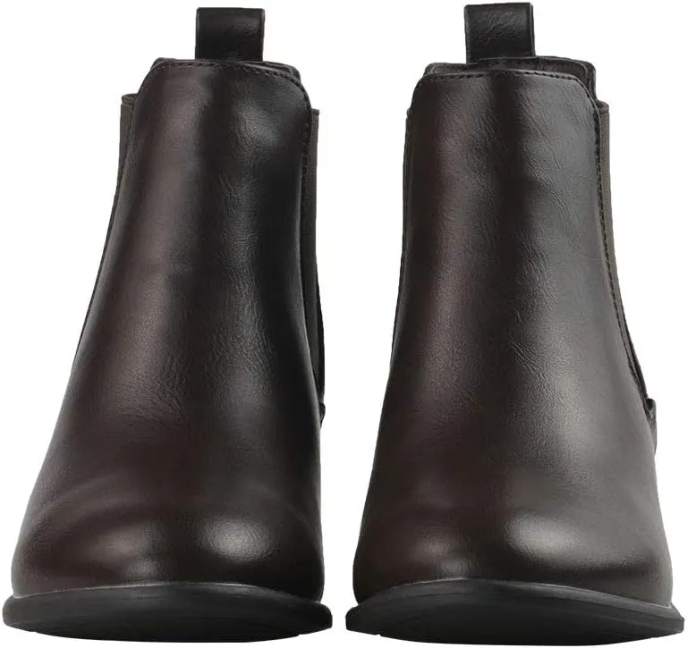 Women's Pull On Ankle Boots Ladies Low Chunky Heel Stylish Elastic Panel Riding Booties Slip On Shoes