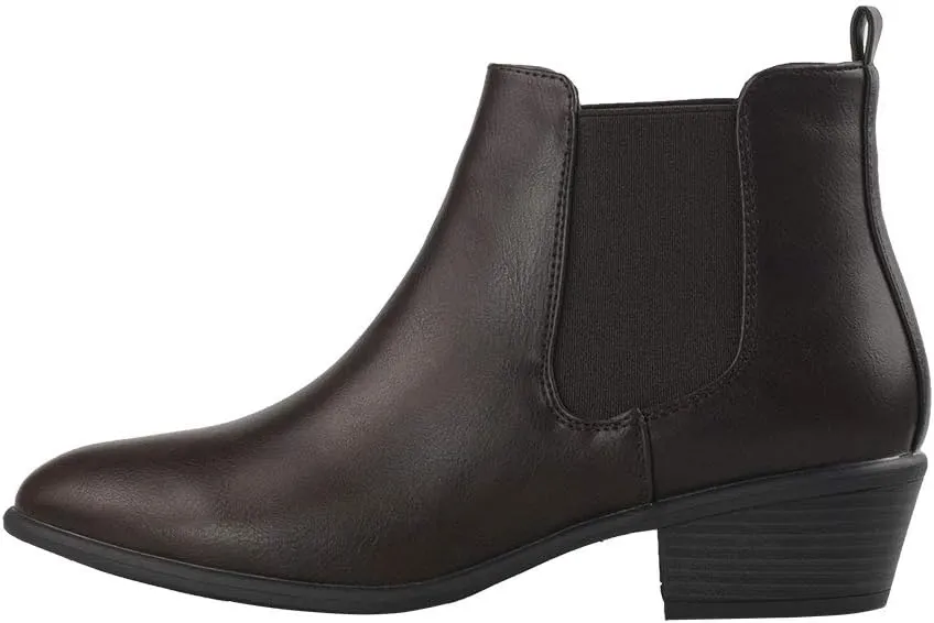 Women's Pull On Ankle Boots Ladies Low Chunky Heel Stylish Elastic Panel Riding Booties Slip On Shoes
