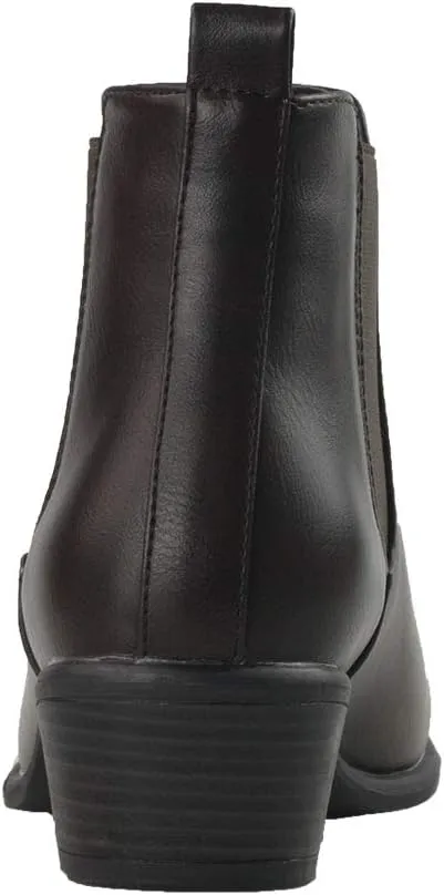 Women's Pull On Ankle Boots Ladies Low Chunky Heel Stylish Elastic Panel Riding Booties Slip On Shoes