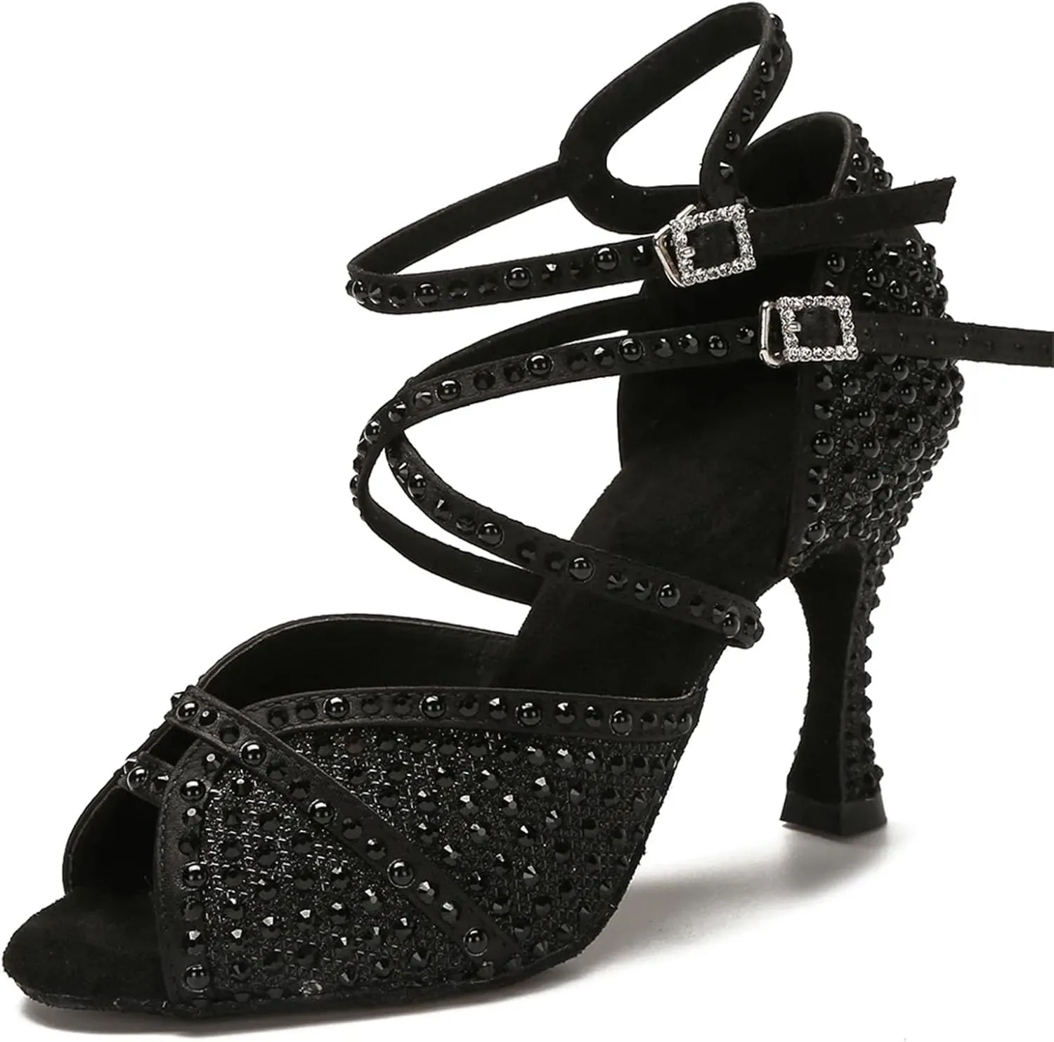 Women's Rhinestone Ballroom Dance Shoes - Latin Jazz Sneakers, Wedding High Heels, 5CM/2Inch Heel Height