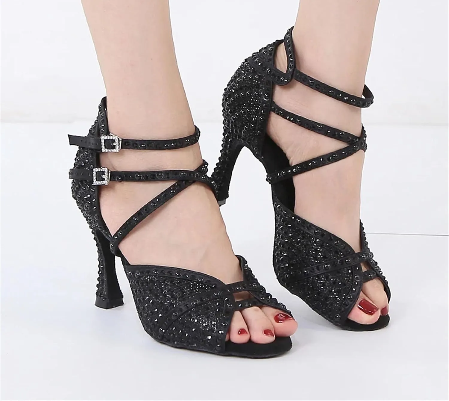 Women's Rhinestone Ballroom Dance Shoes - Latin Jazz Sneakers, Wedding High Heels, 5CM/2Inch Heel Height