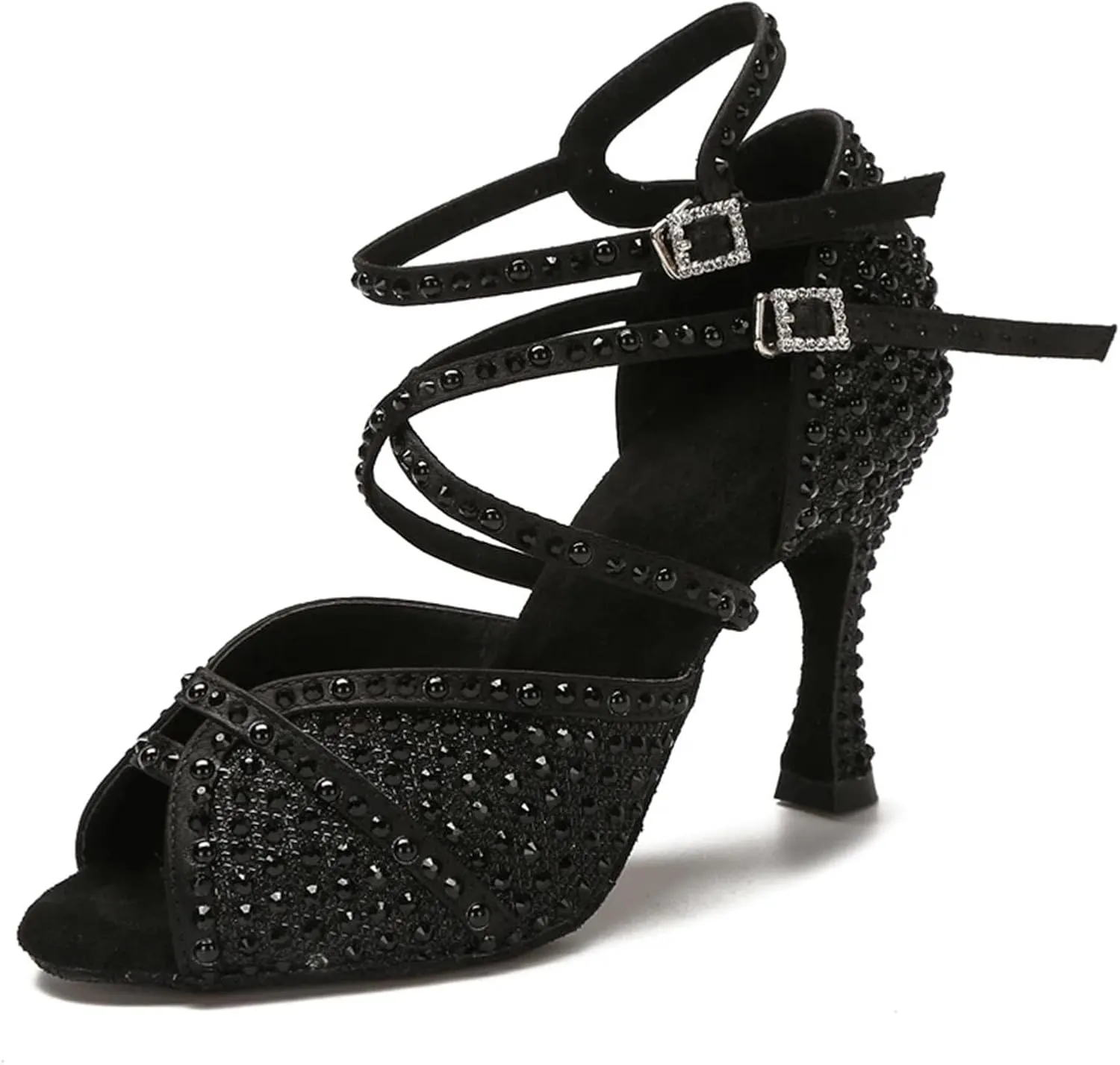 Women's Rhinestone Ballroom Dance Shoes - Latin Jazz Sneakers, Wedding High Heels, 5CM/2Inch Heel Height