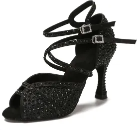 Women's Rhinestone Ballroom Dance Shoes - Latin Jazz Sneakers, Wedding High Heels, 5CM/2Inch Heel Height