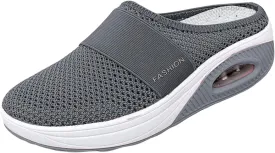 Womens Slip On Clogs and Mules Diabetic Air-Cushion Slip-On Walking Shoes Breathable Slippers Closed Toe Slides Orthopedic Diabetic Shoes with Arch-Support