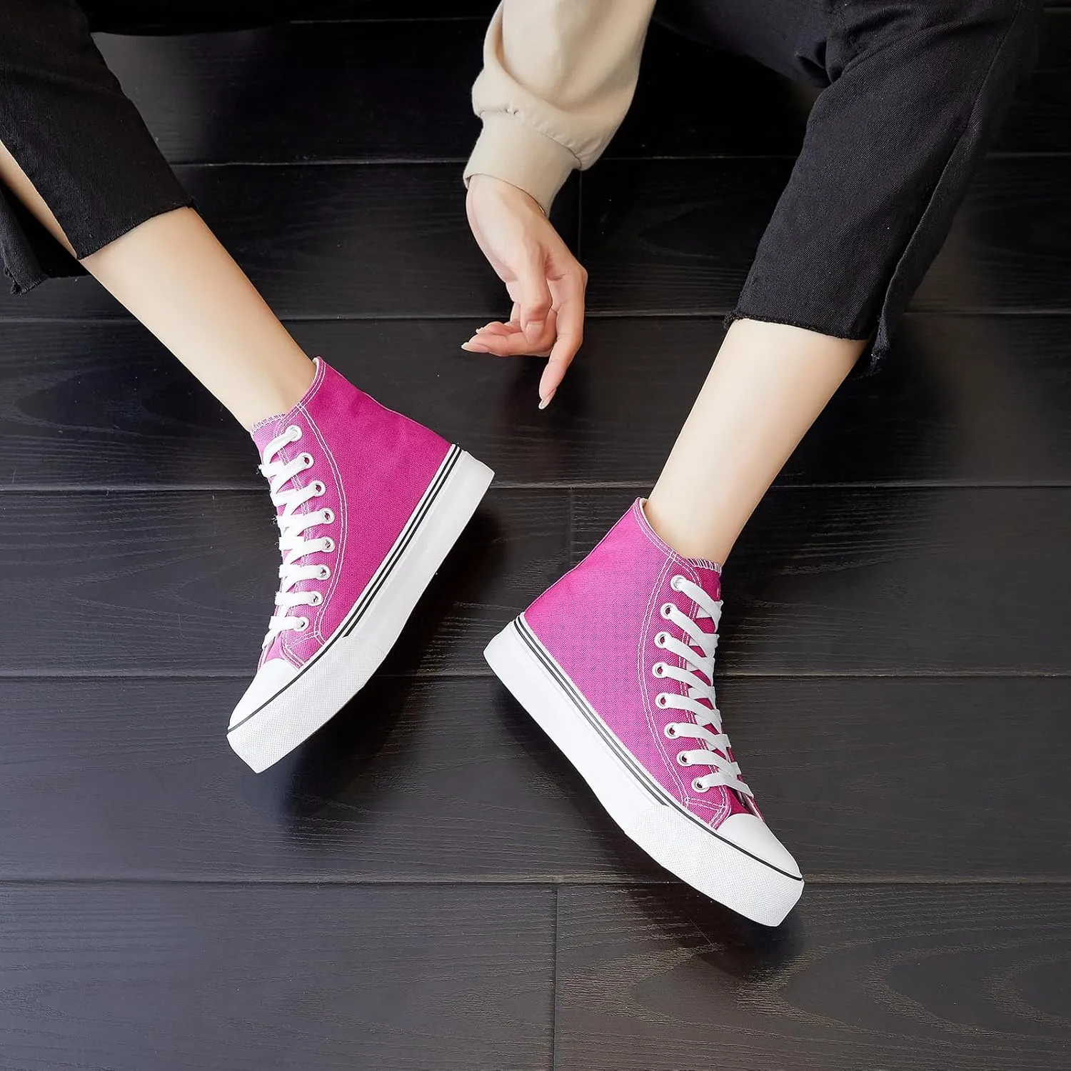 yageyan Womens High Top Canvas Sneakers Lace up Fashion Shoes for Women Casual Classic