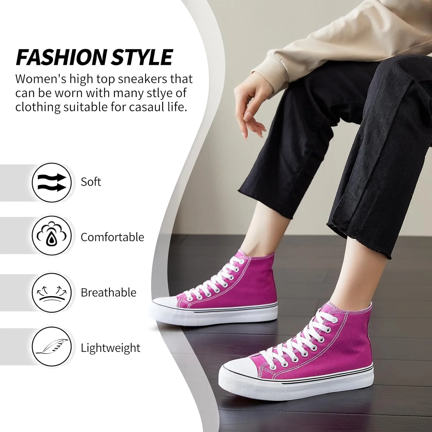 yageyan Womens High Top Canvas Sneakers Lace up Fashion Shoes for Women Casual Classic